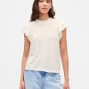 T-Shirt mit Flatterärmeln aus Leinenmischung T-Shirt mit Flatterärmeln aus Leinenmischung