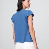 T-Shirt mit Flatterärmeln aus Leinenmischung T-Shirt mit Flatterärmeln aus Leinenmischung