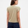 T-Shirt mit Flatterärmeln aus Leinenmischung T-Shirt mit Flatterärmeln aus Leinenmischung