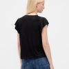 T-Shirt mit Flatterärmeln aus Leinenmischung T-Shirt mit Flatterärmeln aus Leinenmischung