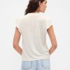T-Shirt mit Flatterärmeln aus Leinenmischung T-Shirt mit Flatterärmeln aus Leinenmischung