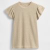 T-Shirt mit Flatterärmeln aus Leinenmischung T-Shirt mit Flatterärmeln aus Leinenmischung