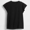 T-Shirt mit Flatterärmeln aus Leinenmischung T-Shirt mit Flatterärmeln aus Leinenmischung