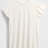T-Shirt mit Flatterärmeln aus Leinenmischung T-Shirt mit Flatterärmeln aus Leinenmischung