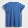 T-Shirt mit Flatterärmeln aus Leinenmischung T-Shirt mit Flatterärmeln aus Leinenmischung