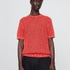 T-Shirt mit Rundhalsausschnitt und Häkel-Netzstoff T-Shirt mit Rundhalsausschnitt und Häkel-Netzstoff