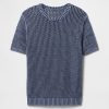 T-Shirt mit Rundhalsausschnitt und Häkel-Netzstoff