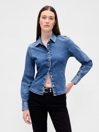 Tailliertes Jeanshemd