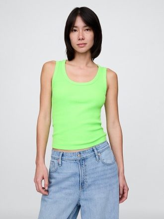 Tanktop mit geripptem U-Ausschnitt