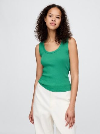 Tanktop mit geripptem U-Ausschnitt