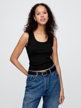 Tanktop mit geripptem U-Ausschnitt