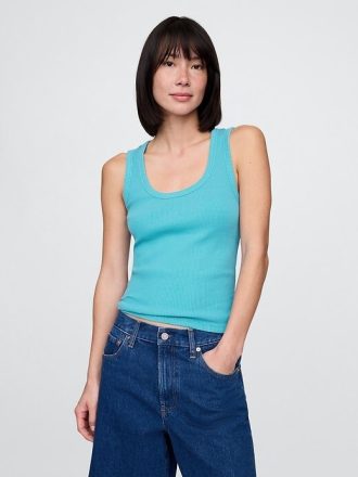 Tanktop mit geripptem U-Ausschnitt