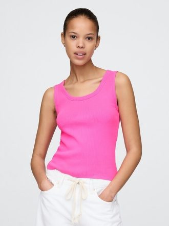 Tanktop mit geripptem U-Ausschnitt