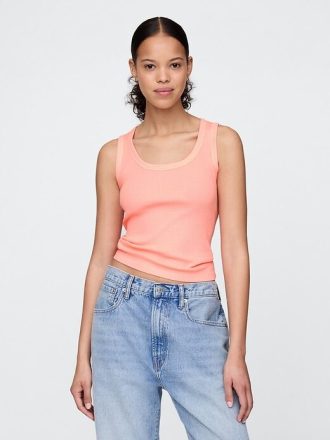 Tanktop mit geripptem U-Ausschnitt