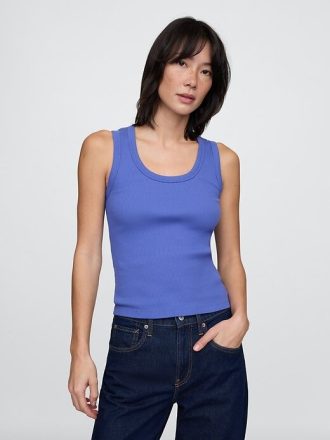 Tanktop mit geripptem U-Ausschnitt