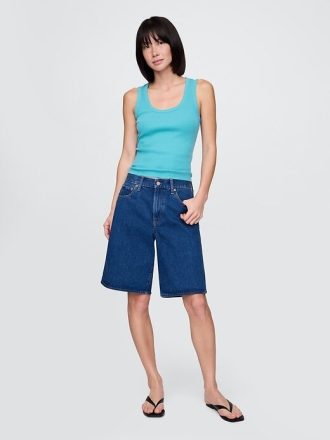 Tanktop mit geripptem U-Ausschnitt