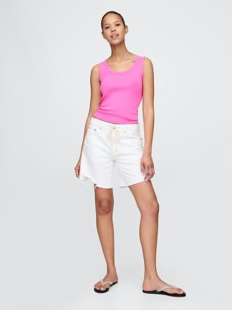 Tanktop mit geripptem U-Ausschnitt