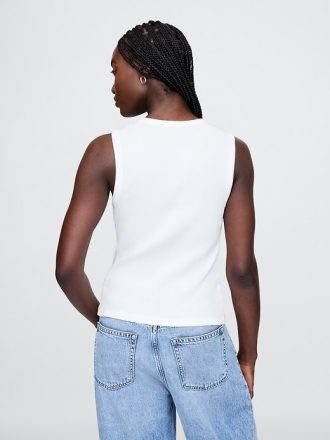 Tanktop mit geripptem U-Ausschnitt