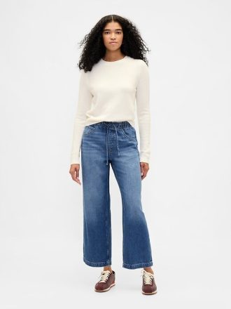 Tief sitzende, ultraweiche, lässige Crop-Jeans
