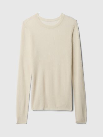 Transparenter Rippenpullover