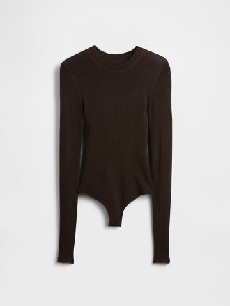Transparenter Rippenpullover-Bodysuit
