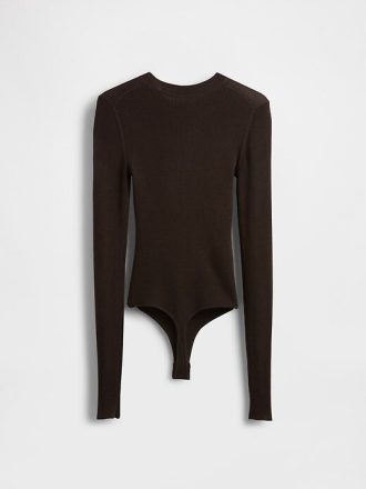 Transparenter Rippenpullover-Bodysuit