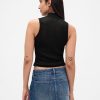 Transparentes, geripptes Tanktop mit Stehkragen Transparentes, geripptes Tanktop mit Stehkragen