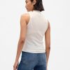 Transparentes, geripptes Tanktop mit Stehkragen Transparentes, geripptes Tanktop mit Stehkragen