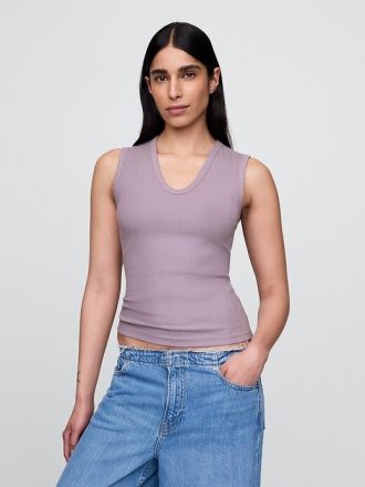 Transparentes, modernes Rippen-Tanktop