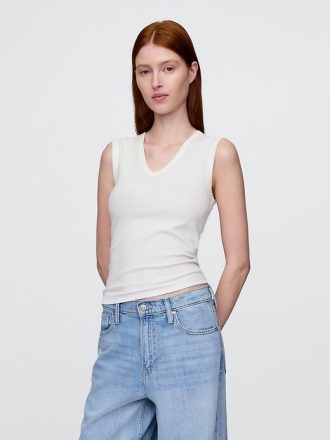 Transparentes, modernes Rippen-Tanktop