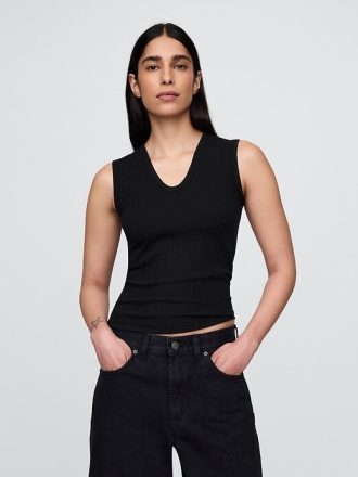 Transparentes, modernes Rippen-Tanktop