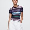Transparentes Rippenpullover-T-Shirt