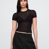 Transparentes Rippenpullover-T-Shirt