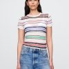 Transparentes Rippenpullover-T-Shirt Transparentes Rippenpullover-T-Shirt