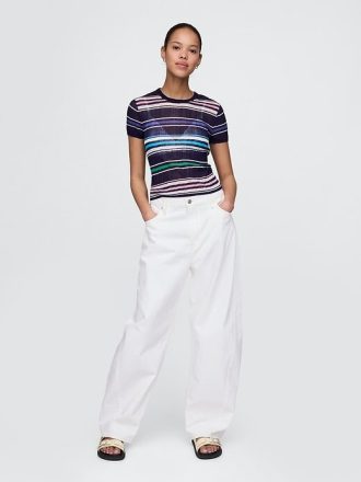 Transparentes Rippenpullover-T-Shirt