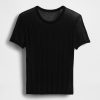 Transparentes Rippenpullover-T-Shirt