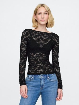 Transparentes Spitzentop