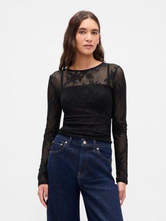 Transparentes Spitzentop