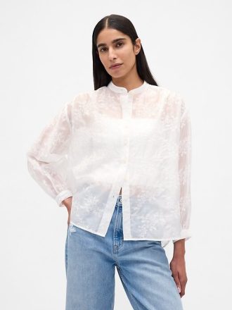 Transparentes Voile-Blumenhemd