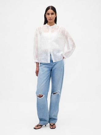 Transparentes Voile-Blumenhemd