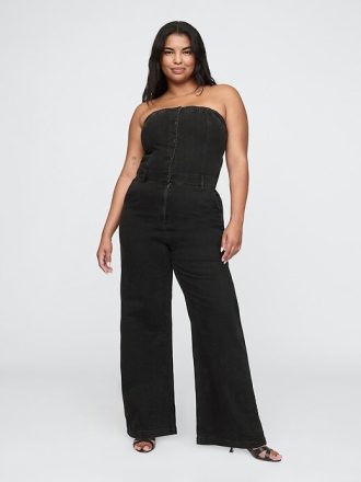 Trägerloser Jeans-Jumpsuit