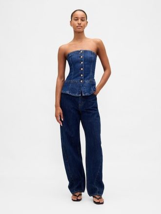 Trägerloses Crop-Top aus Denim