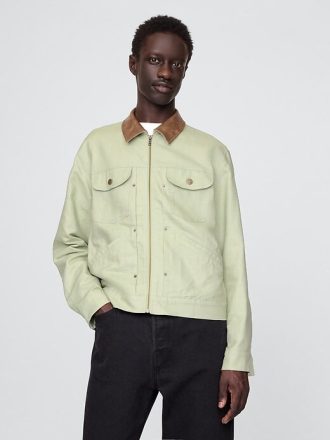 Trucker-Jacke aus Leinen-Baumwolle für Erwachsene