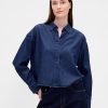 UltraSoft Denim Crop Shirt mit geradem Saum UltraSoft Denim Crop Shirt mit geradem Saum