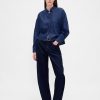 UltraSoft Denim Crop Shirt mit geradem Saum UltraSoft Denim Crop Shirt mit geradem Saum