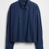 UltraSoft Denim Crop Shirt mit geradem Saum UltraSoft Denim Crop Shirt mit geradem Saum