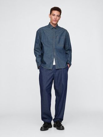 UltraSoft Denim-Hose mit Fischgrätenmuster