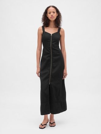 UltraSoft Denim-Maxikleid mit Reißverschluss vorne