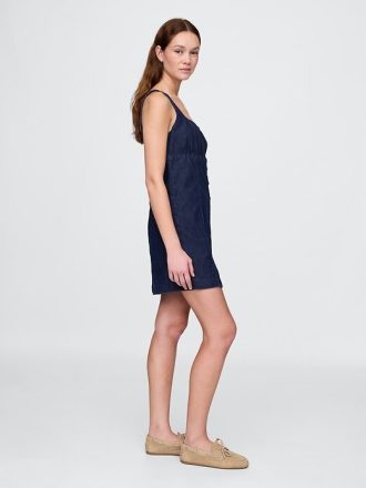 UltraSoft Denim-Minikleid mit eckigem Ausschnitt