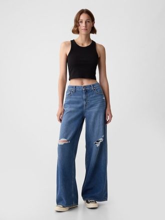 Ultraweiche Baggy-Jeans mit mittlerer Leibhöhe